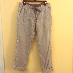Size 10 Lands End blue stripe linen pants